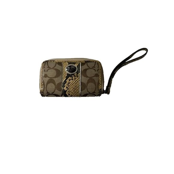 Coach 61851 Sutton Signature C Python Universal Case Wristlet Khaki/Natural - Picture 1 of 9